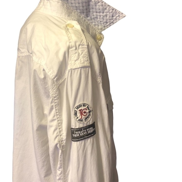 Jachs Just A Cheap Shirt Men’s Button Down White Shirt With Patches Size… - Picture 2 of 10